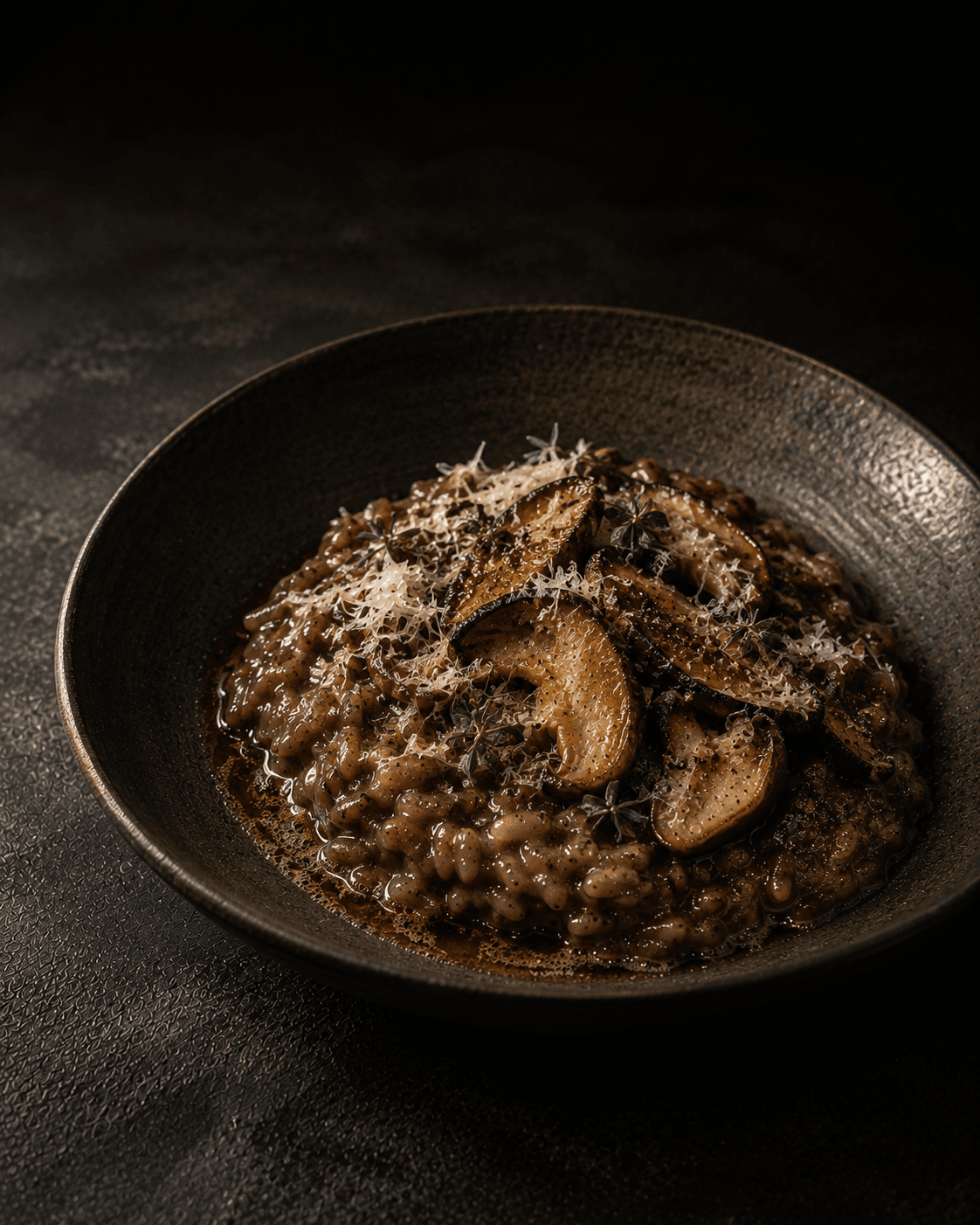 Plate of Aged Soy Rice, Pine Mushroom, Brown Butter