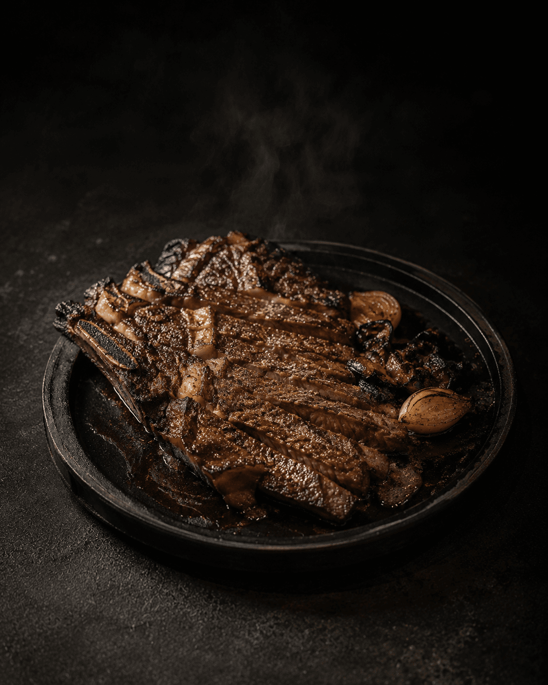 Plate of 72-Hour Doenjang Short Rib, Ember Leek